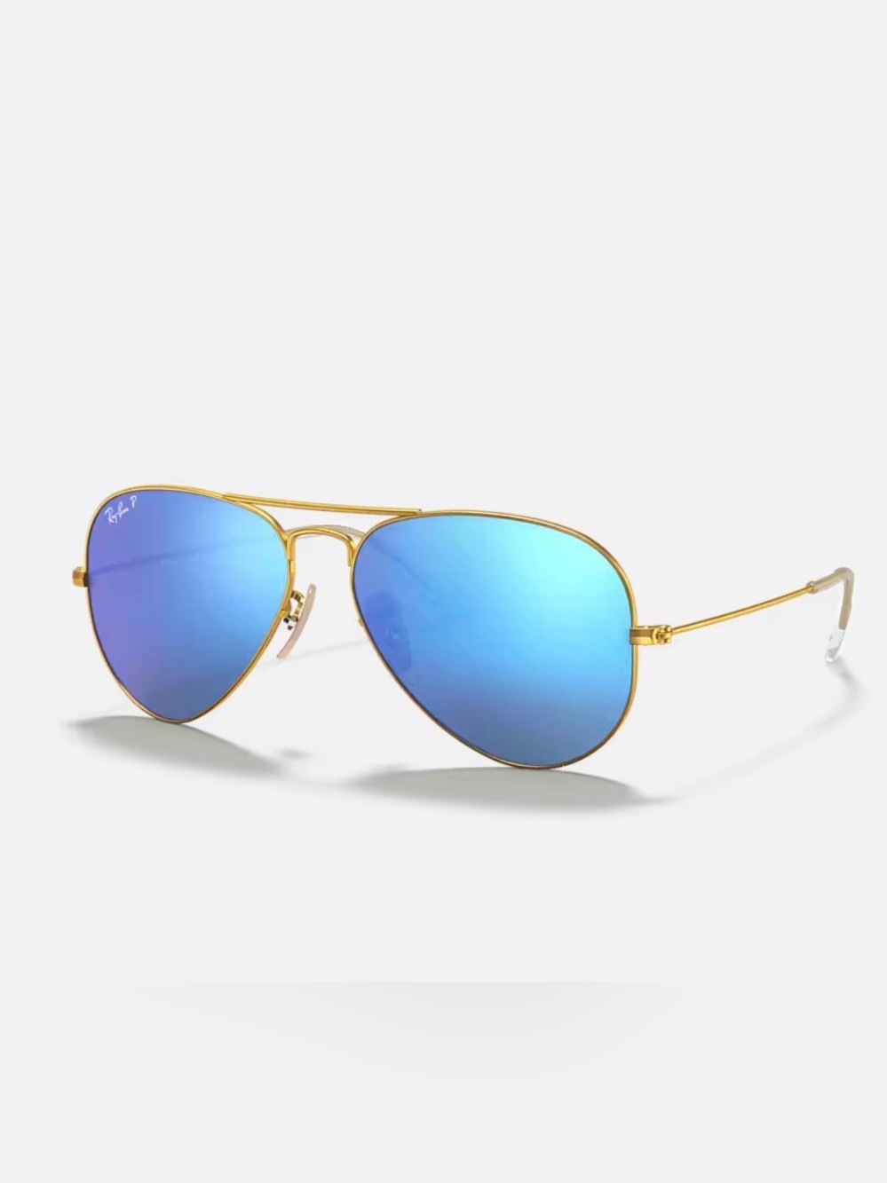 Ray-Ban Gold Frame Sunglasses with Blue Lenses